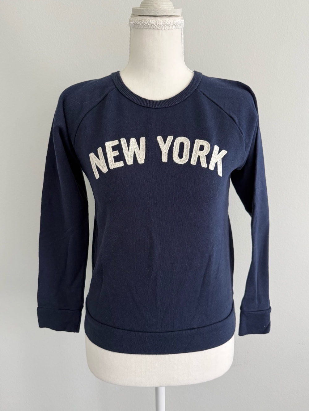 Crewcuts Navy Crewneck Sweater with 'New York' Appliqué